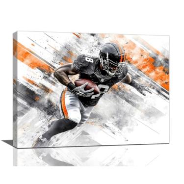 Imagem de Arte de parede de futebol, decoração de parede, pintura em tela, arte emoldurada para banheiro, sala de estar, quarto, escritório, decoração de casa 40,6 x 30,5 cm