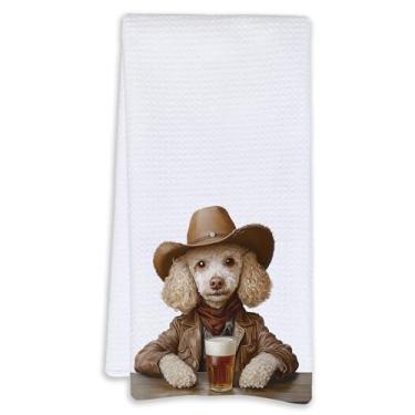 Imagem de Cabana Bro Toalhas de cozinha engraçadas poodle ocidental, presentes de poodle para mulheres e homens, toalhas decorativas de bar de prato de mão para cozinha bar carrinho lounge pub, 40 x 61