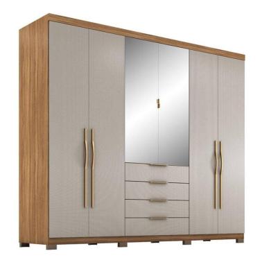 Imagem de Guarda Roupa Casal Giardino 6 Portas Amêndola Nude Tx Com Espelho E Pés - Demóbile