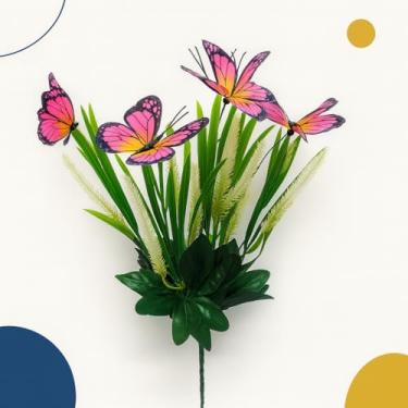 Imagem de Buquê Borboletas Colorida 40cm Floral Artificial Decoração (Rosa Escuro)