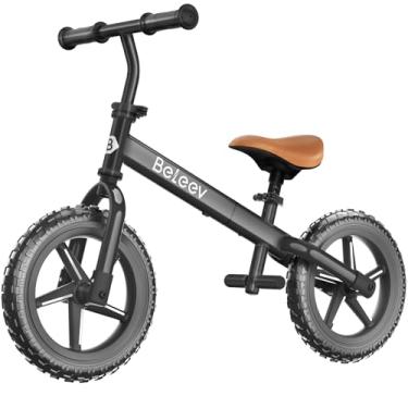 Imagem de BELEEV Bicicleta de equilíbrio infantil C2 para crianças de 2 a 5 anos com rodas de iluminação LED, assento ajustável, guidão e apoio para os pés, bicicleta infantil de treinamento sem pedal de 30 cm