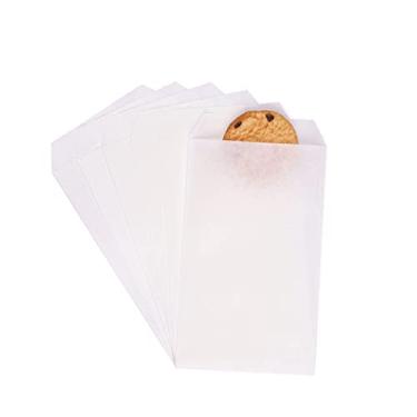 Imagem de Sacos de papel Kraft brancos pequenos e planos 7,6 cm x 12,7 cm para padaria, doces, doces, sobremesas, chocolate, para lançar, carimbos, lembrancinhas de festa, pacote com 100 da Quotidian (7,6 cm x 12,7 cm)