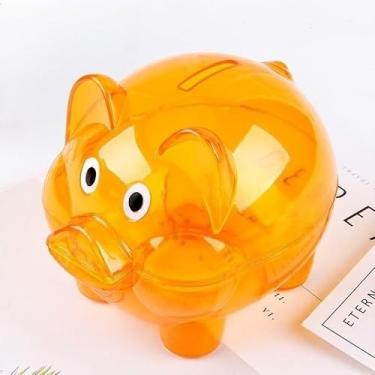 Imagem de Transparent Piggy Bank, Coin Storage Container Holds Up to 200 Coins (Orange)