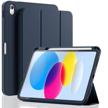 Imagem de CeeVang Capa compatível com iPad 10ª geração de 10,9 polegadas (2022) | A2696/A2757/A2777 | Compartimento para caneta, design de dobra tripla, à prova de choque e resistente a quedas, despertar