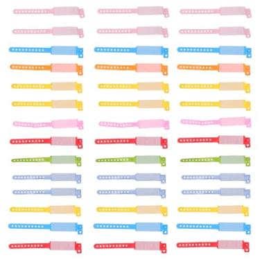 Imagem de VILLCASE Pulseira de identificação de segurança de PVC descartável, 100 peças, pulseiras ajustáveis antiperda para hospitais à prova d'água para crianças, cores aleatórias