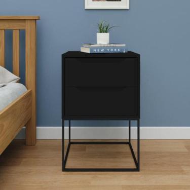 Imagem de Mesa de Cabeceira Celina com 2 Gavetas - Preto - IMPERADOR, Preto
