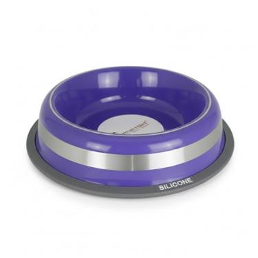 Imagem de Comedouro Tigela Inox 850ml Roxo Antiderrapante Durável