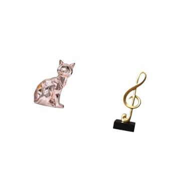 Imagem de Fenteer Estátua de Nota Musical de Gato, Estatueta Decorativa, Escultura de Animal, Arte, Artesanato, Ornamento, Resina, Peça Central Criativa de Mesa para La