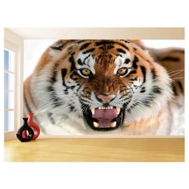 Imagem de Papel De Parede 3D Animais Tigre Rosto Bravo 3,5M Anm556 - Você Decora