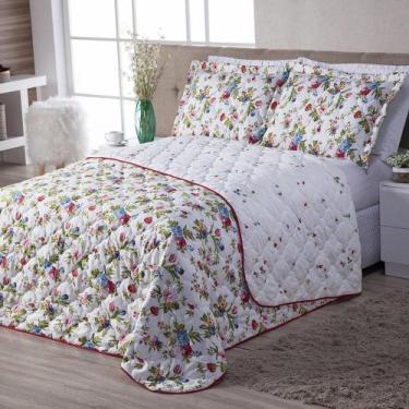 Imagem de Kit Colcha Cobre Leito Queen 3 Pçs Aurora Floral - Lux Enxovais, Flora