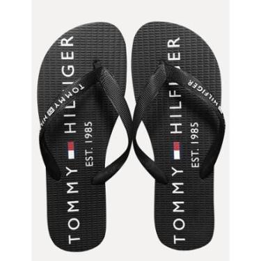 Imagem de Chinelo Tommy Hilfiger Rubber Texture Strip 34R Preto/Cinza-Masculino