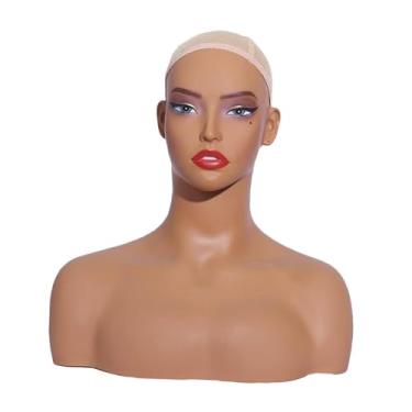 Imagem de ChuYiElegance Cabeça de Manequim Feminina com Suporte para Peruca, Acessórios de Beleza para Exibição de Ombros, Modelo de Cabeça de Peruca Multiuso, Suporte para P