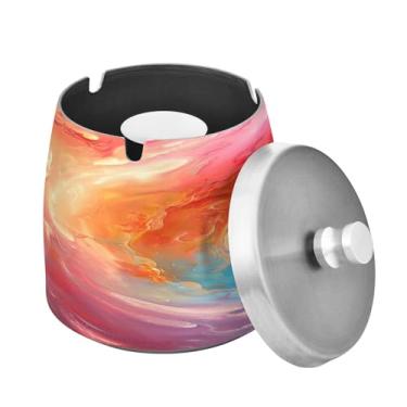 Imagem de Blueangle Cinzeiro de vórtice vibrante com tampa para cigarros, à prova de vento/chuva, aço inoxidável, sem fumaça, inodoro, cinzeiro para uso interno ou externo (146)