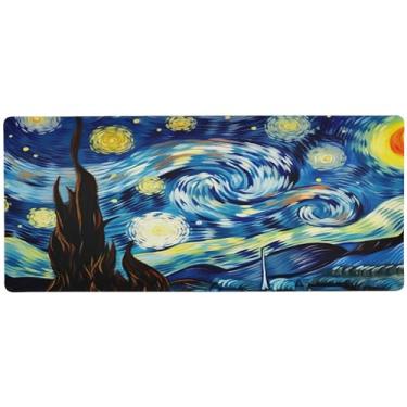 Imagem de xigua Tapete de mouse grande céu estrelado, tapete de mesa antiderrapante 80 x 30 cm, base de borracha de 3 mm de espessura, protetor de mesa para laptop, mesa de trabalho, escritório e casa