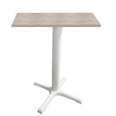 Imagem de Mesa ô Ferro Branco 74 Cm (alt) Base X Tampo Mdp Quadrado Castanheira 80cm (larg) X 2,50cm (alt)