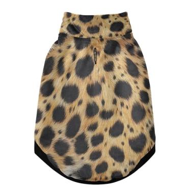 Imagem de SEHANY Casaco de cachorro marrom com estampa de leopardo para cães pequenos, superquente à prova de vento, jaqueta de inverno macia e aconchegante para clima de neve fria com coleira para animais de