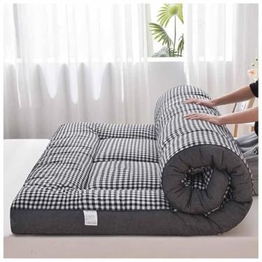 Imagem de Yadlan Colchão de chão estilo japonês futon, colchão portátil dobrável, colchão de acampamento adulto, sofá de acampamento, colchão de quarto de hóspedes, tapete de dormir tatame preto 200 x 220 cm