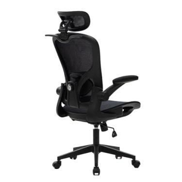 Imagem de HGTRH Cadeira de escritório ergonômica, cadeira de escritório de malha ergonômica com encosto de cabeça ajustável 90°-120° suporte lombar para cima e para baixo, encosto reclinável, base de nylon