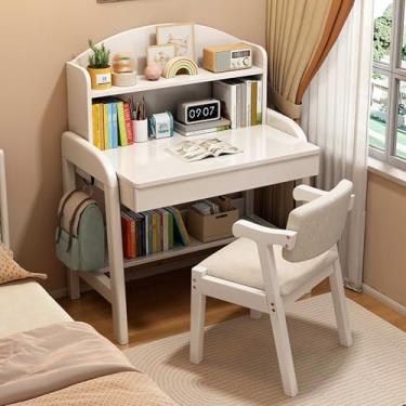 Imagem de Yadlan Mesa de estudo infantil de madeira maciça ajustável, mesa de estudo para crianças pequenas com gavetas, espaço pequeno, mesa de estudo com cabana aberta, estação de trabalho e mesa de escrita