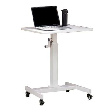 Imagem de HGTRH Mesa de suporte para sentar, mesa de pé manual com compartimento para cartão, suporte de copo, ajuste de altura de manivela, faixa de elevação 75 cm-112 cm, placa de densidade de aço espesso