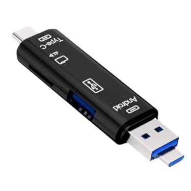 Imagem de Leitor De Cartão Micro SD E De Pen Drive 5 Em 1 Alta Velocidade Multifuncional E Compacto Compatível Com Windows Mac-OS e Android