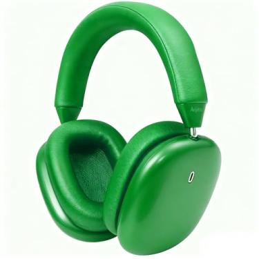 Imagem de Anjetsun ANC Wireless Over Ear Headphones with Mic & Touch Control,Stylish Metal Design,80H Playtime, Detachable Magnetic Ear Pads,Noise Cancelling Over the Head Headphones for Work(Vivid Leaf Green)