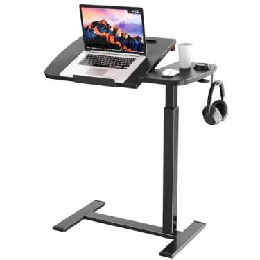 Imagem de Hovadova Mesa de cabeceira pneumática ajustável com rodas, mesa inclinável para laptop para cama, sofá ou hospital, mesa de cabeceira sobre cama, mesa de cabeceira móvel para laptop e refeições