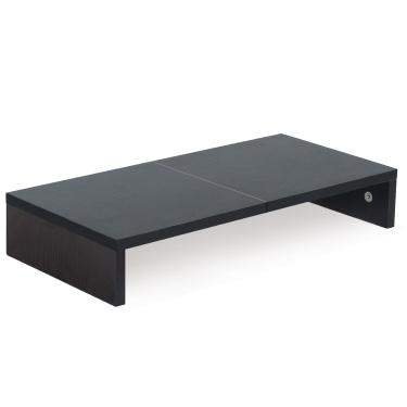 Imagem de TEAMIX Suporte de monitor de 50 cm, suporte de mesa preto para PC/TV/laptop/impressora, elevador de monitor de madeira com armazenamento, organizador de teclado com suporte de computador