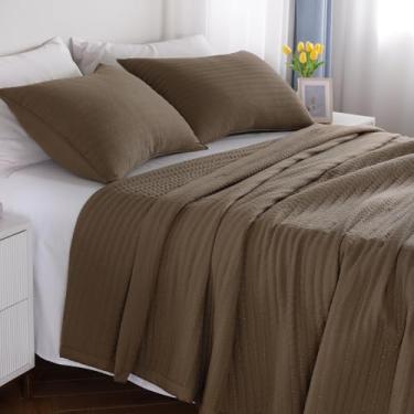 Imagem de Conjunto de colcha King – Colcha leve de 3 camadas lavadas macias de 264 cm x 228 cm com acolchoamento multi-lock, roupa de cama nórdica minimalista, conjunto de colcha para todas as estações para