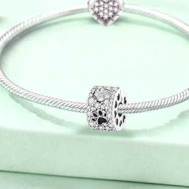 Imagem de 1 peça prata elegante pés redondos berloque contas adequadas para mulheres, faça você mesmo e roupa diária combinando joias decoração presente para mamãe, 10.3*6.14mm, Prata, Sem Pedra Preciosa