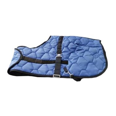 Imagem de menolana Manta de inverno para cavalos, roupa impermeável em tecido Oxford, ideal para cuidados com cavalos na neve, trilhas, estábulos e pastos ao ar livre, Azul 90cm