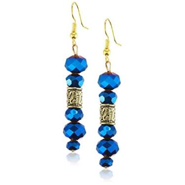 Imagem de Ginger's Love Women Brinco com pingente de paz: azul royal, comprimento de queda de 5 cm, hipoalergênico e material sem níquel., One-Size, Vidro, Sem pedra preciosa