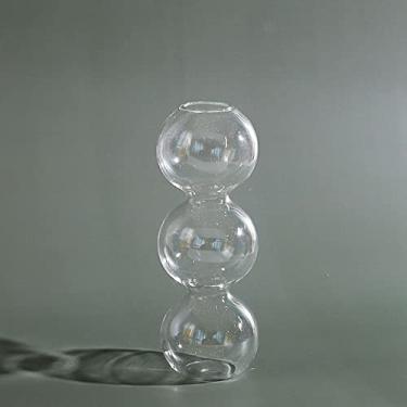 Imagem de Vaso de vidro nórdico transparente decoração de mesa sala de estar bola de cristal vaso de flores garrafa de vidro casamentos (transparente-A)