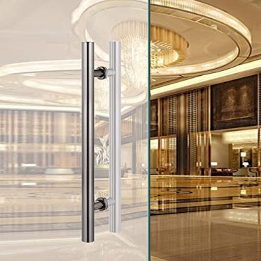 Imagem de FAFACAI Maçaneta de porta de banheiro em forma de H, puxador de porta contemporâneo redondo para lojas de portão de cerca de cozinha (ouro 80 cm/31,5) (preto 80 cm/31,5)