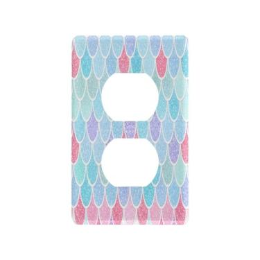 Imagem de Wassud Balanças coloridas pastel placa de cobertura de interruptor de luz decorativa capas de parede para tomadas elétricas duplex 4,53 x 2,76 polegadas