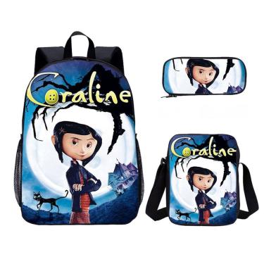 Imagem de Conjunto de mochilas Coralines School Bag Satchel Anime 3 unidades