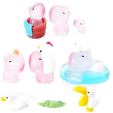 Imagem de Jieyatosy 10 peças de enfeite luminoso de capivara para bolo, mini capivara que brilha no escuro, mini brinquedo, pequenos presentes, mesa, festa de aniversário, decoração de carro em casa