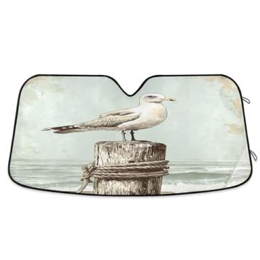Imagem de STAYTOP Gaivotas apoiadas em pilares de madeira (1) para-sol de para-brisa de carro, protetor de viseira dobrável mantém o frescor bloqueia raios UV e acessórios para proteger carros, SUVs, caminhões