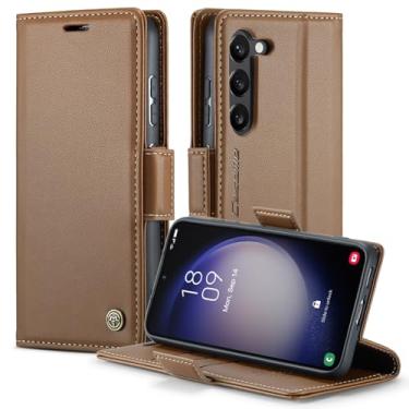 Imagem de owlhold Capa carteira para Samsung Galaxy S23, capa magnética flip, bloqueio RFID, 3 porta-cartões, suporte, couro PU moderno, capa de telefone TPU à prova de choque para Samsung Galaxy S23 6,1