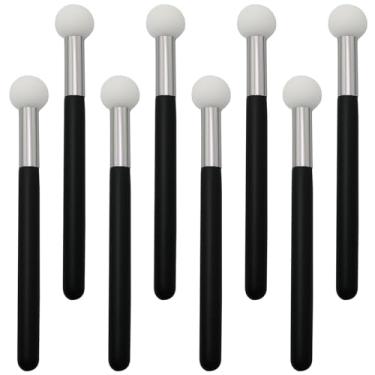 Imagem de XGNG 8 pincéis de pintura de cabeça de cogumelo, aplicadores de esponja, pequenos pincéis de corretivo em forma de coque a vapor, ferramentas de mistura de cores, mini marcadores de papel para fazer