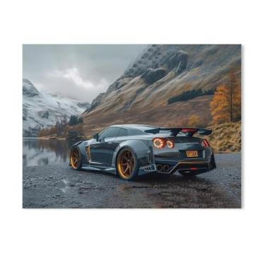 Imagem de HouLaiZhe Carro esportivo R35 Jdm carro alpino água pôsteres lona parede estética sala decoração de parede impressões galeria sala decoração de parede para quarto sala de estar escritório 18 x 24