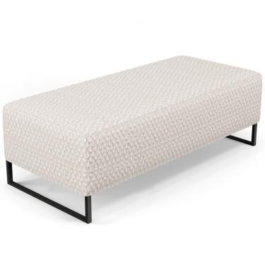 Imagem de Puff Decorativo Sala De Estar Bali W01 Base Ferro 120x50 Cm Bouclê Cru - Lyam