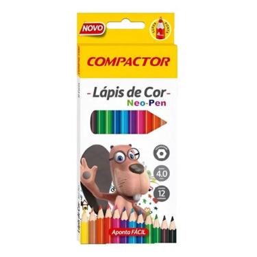 Imagem de Lápis de Cor Compactor Neo-Pen Sextavado - 12 Cores Vibrantes