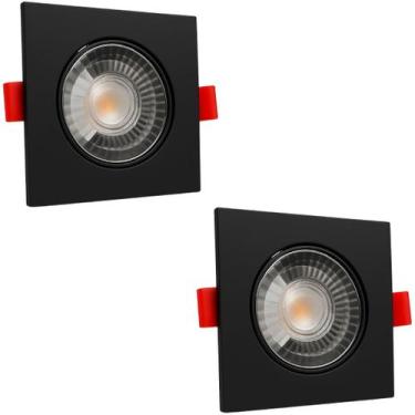 Imagem de 2 Spot Led Quadrado 5W Branco Frio 6500k Preto Bivolt - Branco-frio - 