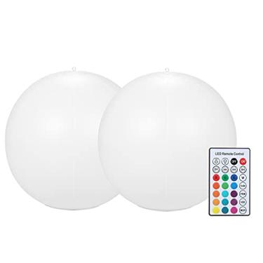 Imagem de Luzes Flutuantes para Piscina 2UN Solar e USB 14 Bolas LED Glow Globe Estável Mudança de Cor Luz Noturna Brilhante Jardi