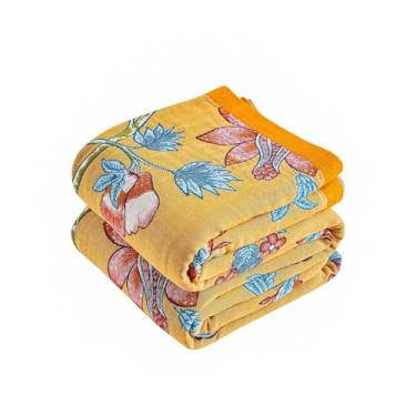 Imagem de Tvqbxp Cobertor Boho 228,6 cm x 248,9 cm cobertor de outono para cama, colcha de musselina 100% algodão com estampa floral, decoração rústica vintage de casa de fazenda cobertor de cama reversível