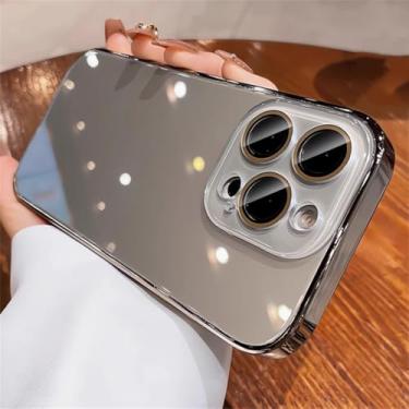 Imagem de Capa protetora de luxo com acabamento brilhante e revestimento cromado para iPhone 15, 16 Pro Max, Air 14, 13, 12 e 11, com lente de vidro cristal (para iPhone 16 Pro/Cinza Titânio).
