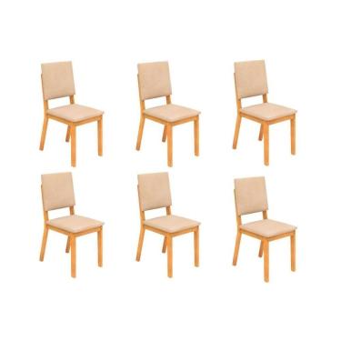 Imagem de Kit 6 Cadeiras Sala Jantar Talia 6 Un Cedro Suede Creme