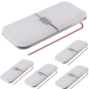 Imagem de SYAHEiPENG 5 pacotes de luzes de teto 12V 24V RV, painel de luz de cúpula interna de LED regulável com interruptor de tato, lâmpada de leitura para trailer, trailer, trailer, veleiro, iate, caminhão