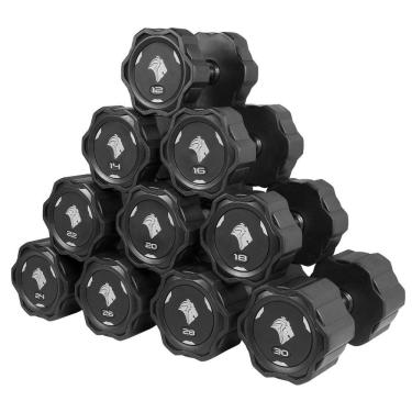 Imagem de Jogo De Dumbbells Kit 12 A 30kg Lion Monobloco Aço Injetado